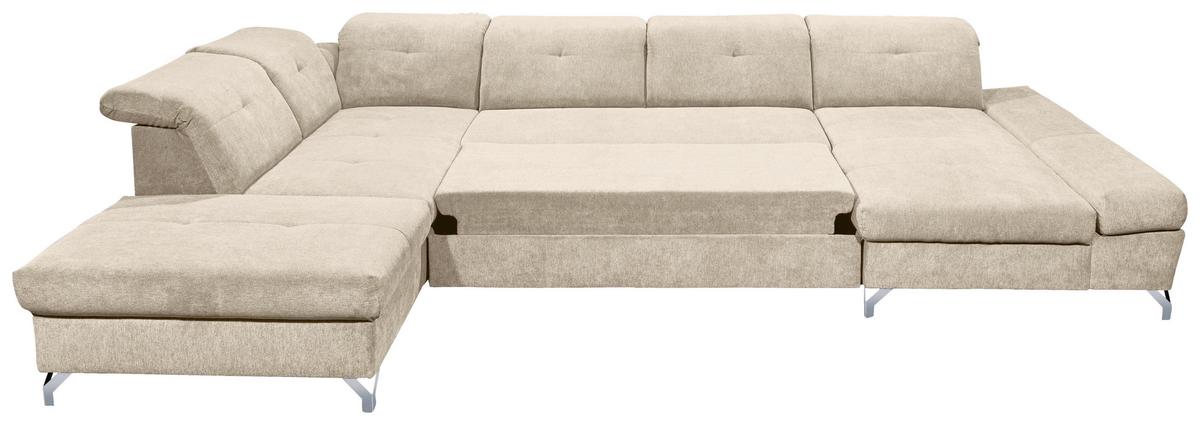 Ecksofa Melfi Sandfarben U: 245 Cm - Sandfarben/Silberfarben, MODERN, Textil (245/350/168cm) - MID.YOU