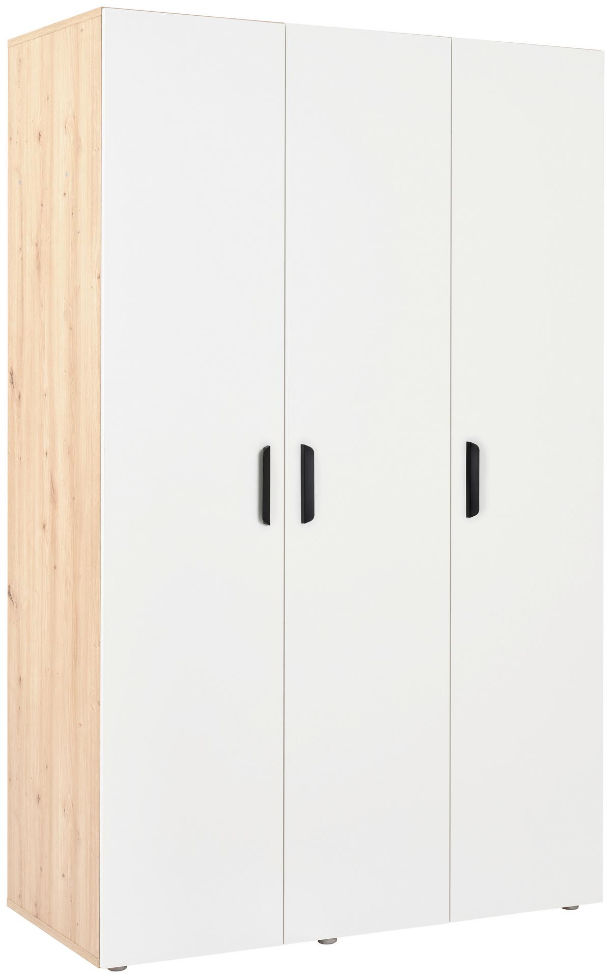Ruhásszekrény Basic Two 3d 110,7/179 Cm - Artisan tölgy/fehér, Konventionell, faalapú anyag (110,7/179/51,9cm)