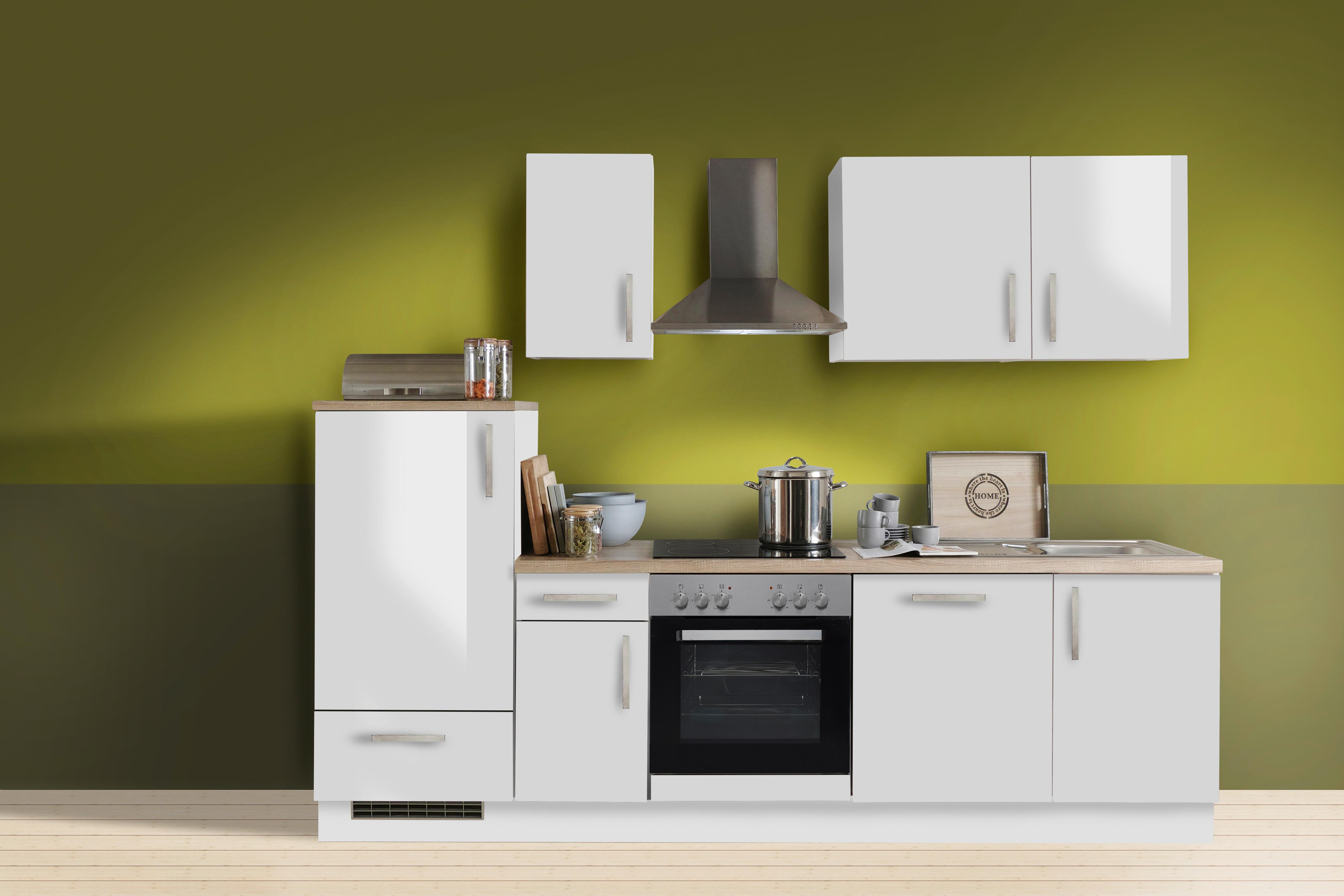 Küchenblock White-Premium - Weiß Hochglanz/Weiß, KONVENTIONELL, Holzwerkstoff (270cm) - Menke