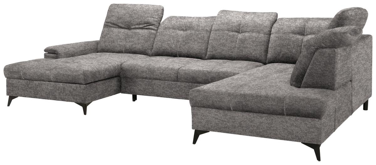 Sedacia súprava U SIERRA, pravá, sivobéžová INFINITY - čierna/sivobéžová, Modern, kov/textil (181/364/230cm) - Mömax