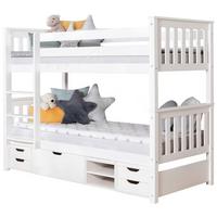 Etagenbett Sammy Weiß Kiefer Massiv 90 Cm M. Stauraum - Weiß, MODERN, Holz (90/200cm) - MID.YOU