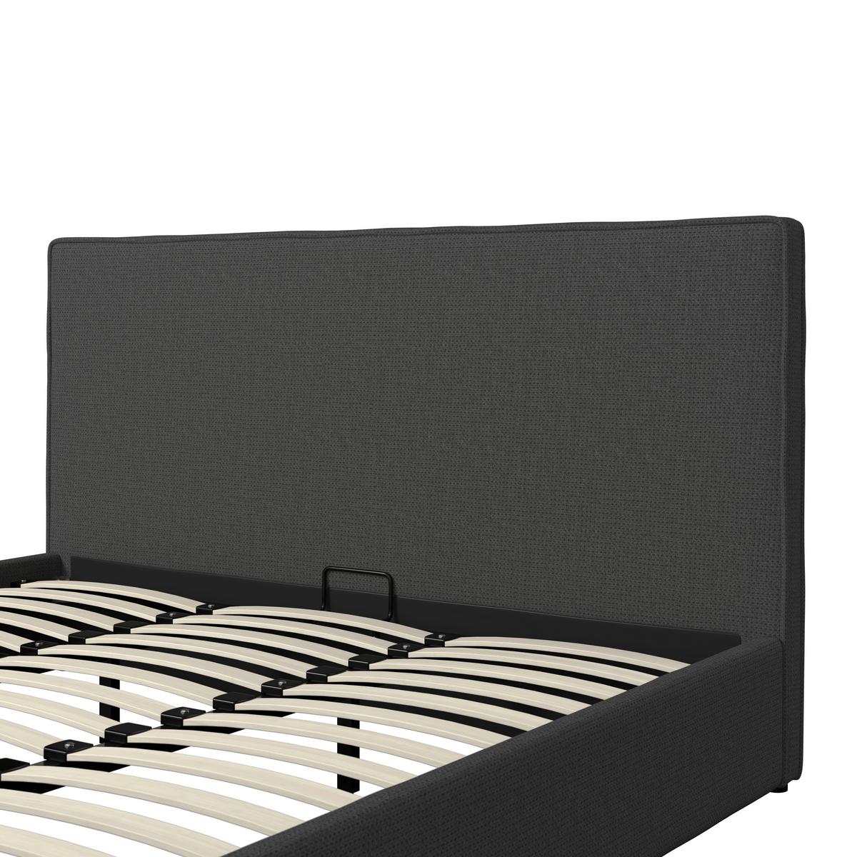 Čalouněná postel GINA 180x200 cm, tmavě šedá - černá/tmavě šedá, Moderní, kov/dřevo (180/200cm) - Bessagi Home