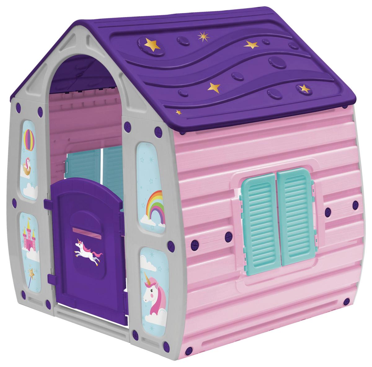 Spielhaus Lina - Pink/Pastellblau, KONVENTIONELL, Kunststoff (102/90/109cm) - BUNINO