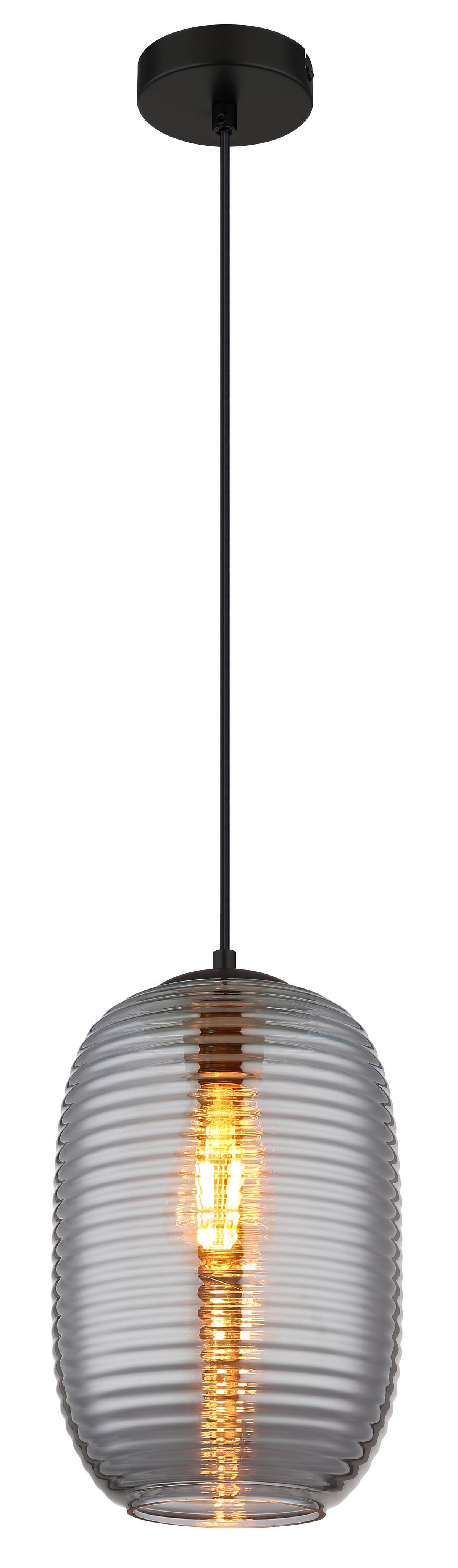 Hängeleuchte Jefrey Grau Schwarz D: 20 cm - Schwarz/Grau, Basics, Glas/Kunststoff (20/120cm) - Globo