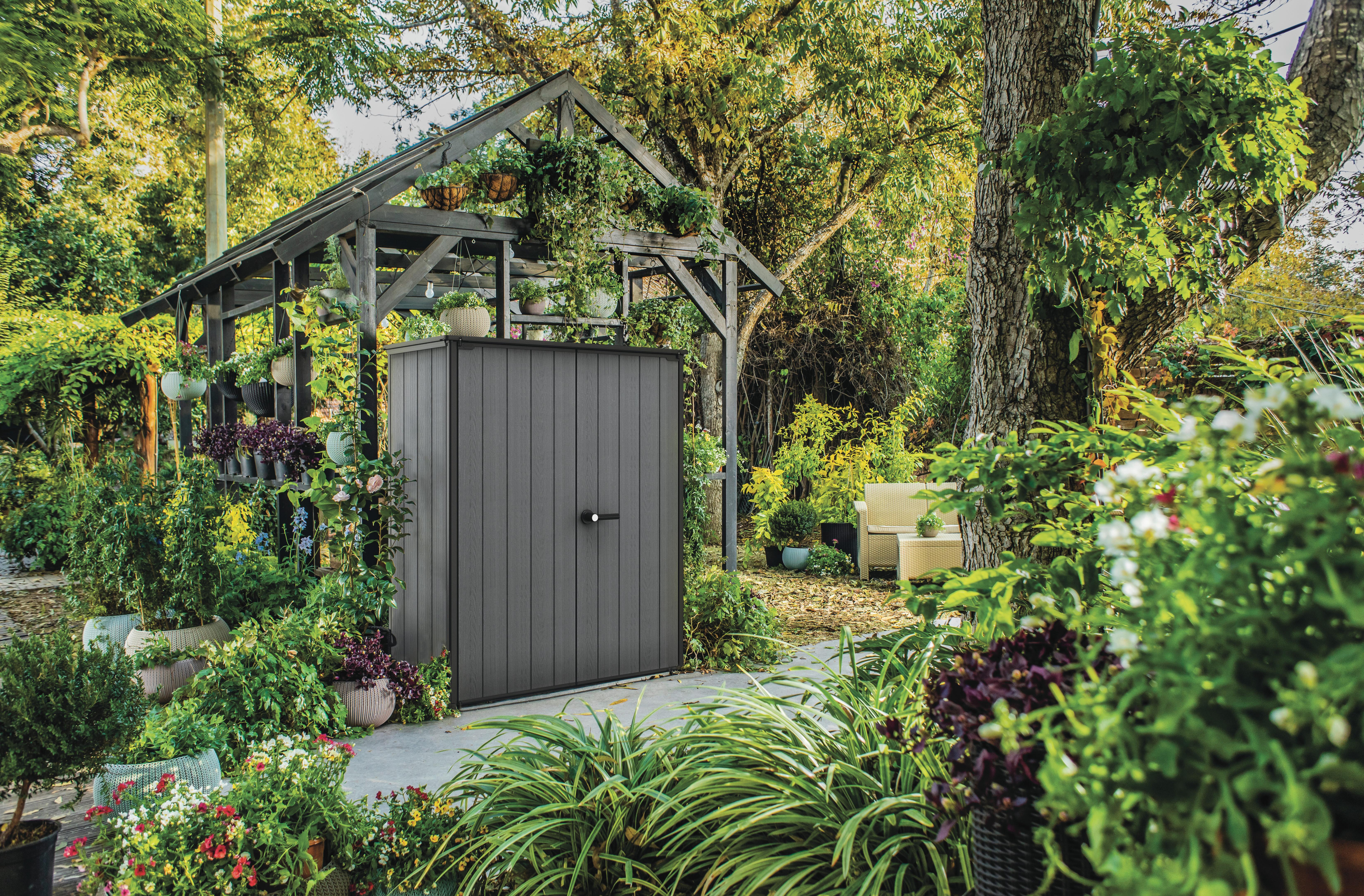 ZAHRADNÍ DOMEK CORTINA ALTO - tmavě šedá, plast (140/73.6/170.4cm)