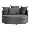 Kulatá pohovka s poštáři ELENA, šedá - šedá/černá, Moderní, dřevo/textil (130/65/140cm) - Bessagi Home