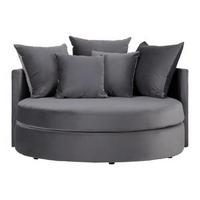 Kulatá pohovka s poštáři ELENA, šedá - šedá/černá, Moderní, dřevo/textil (130/65/140cm) - Bessagi Home