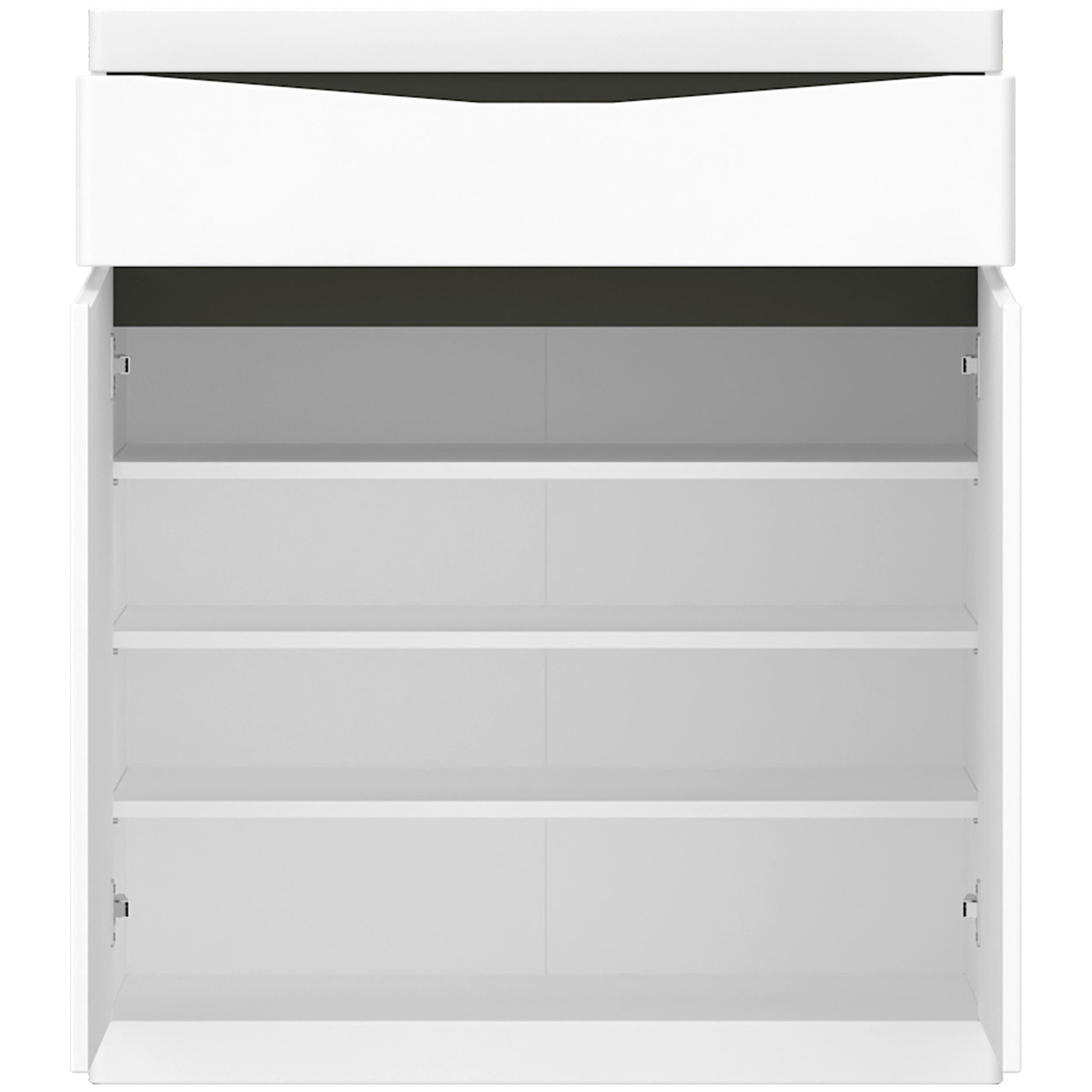 Schuhschrank Turino Alpinweiss/Grau B: 86 cm - Dunkelgrau/Eichefarben, MODERN, Holzwerkstoff (86/101,6/40cm)