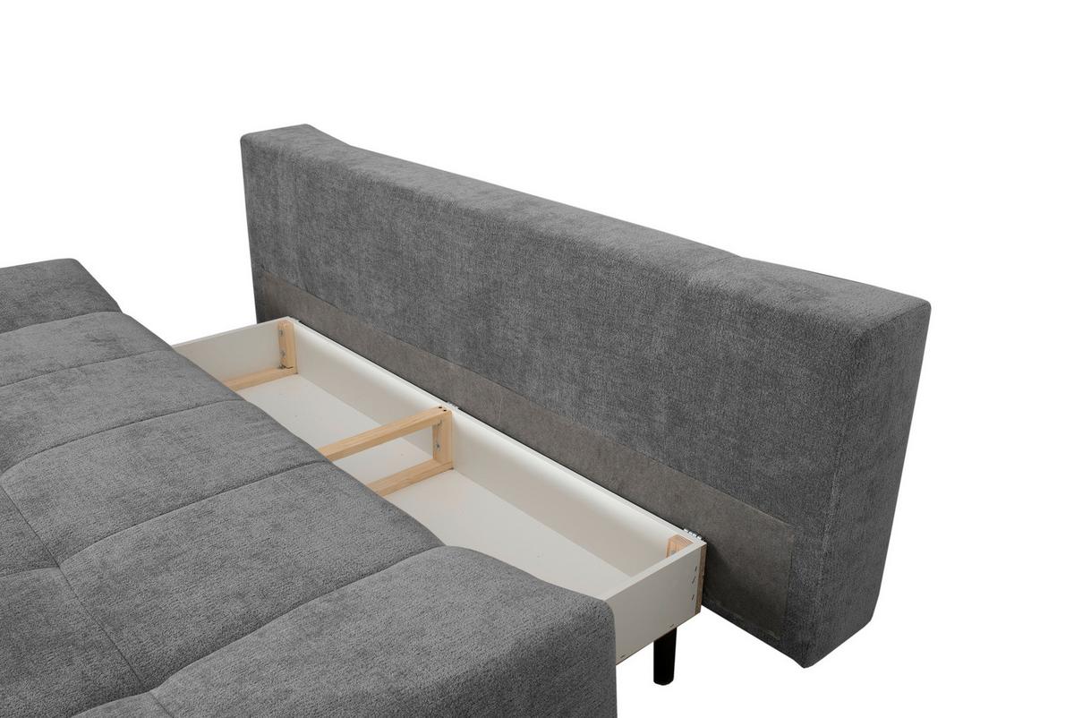 Schlafsofa Malpenza Dunkelgrau B: 199 cm - Dunkelgrau/Schwarz, Trend, Textil (199/91/110cm)