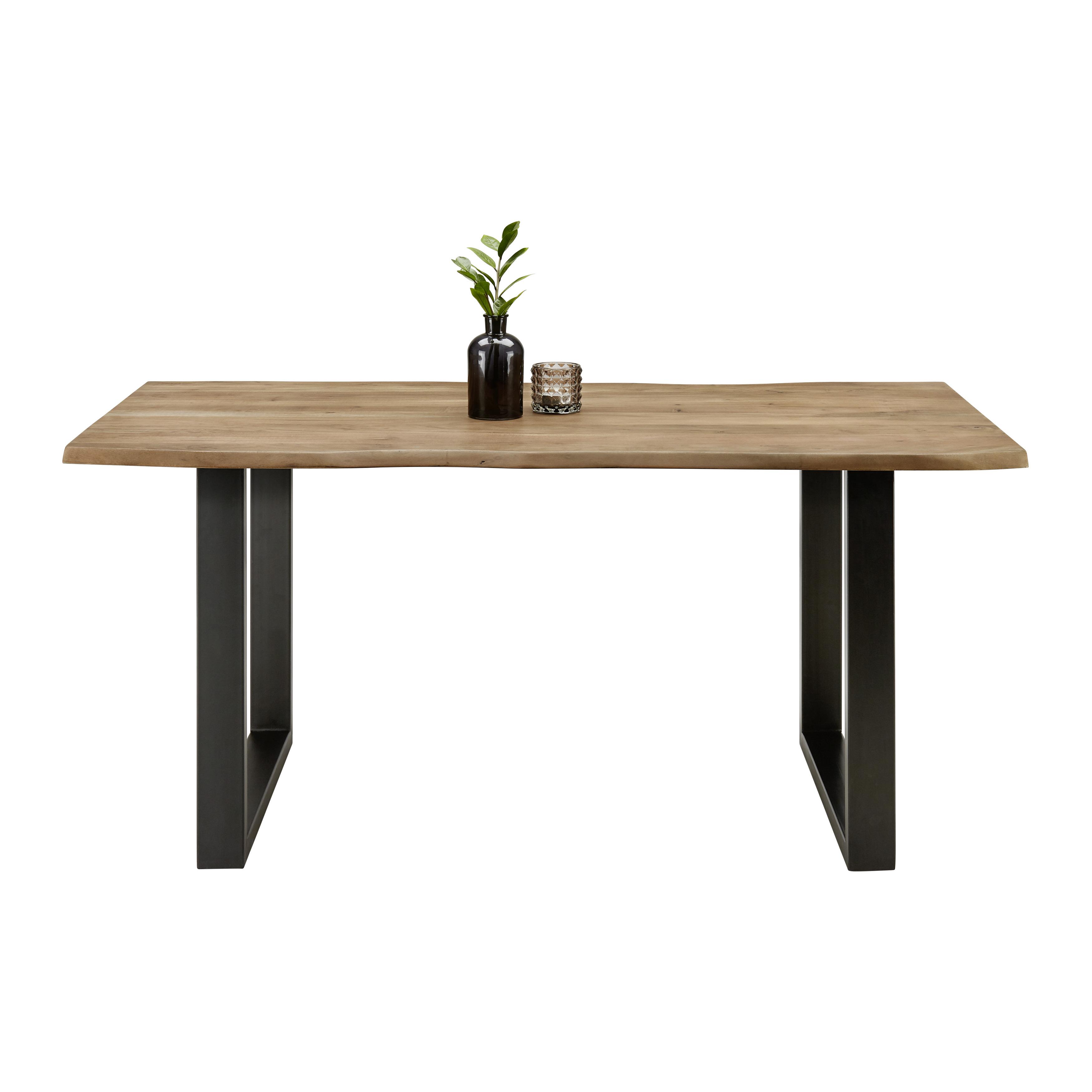 Jídelní Stůl Z Masivu Malmo 160x85 Cm - černá/barvy akácie, Moderní, kov/dřevo (160/85/76cm) - Modern Living