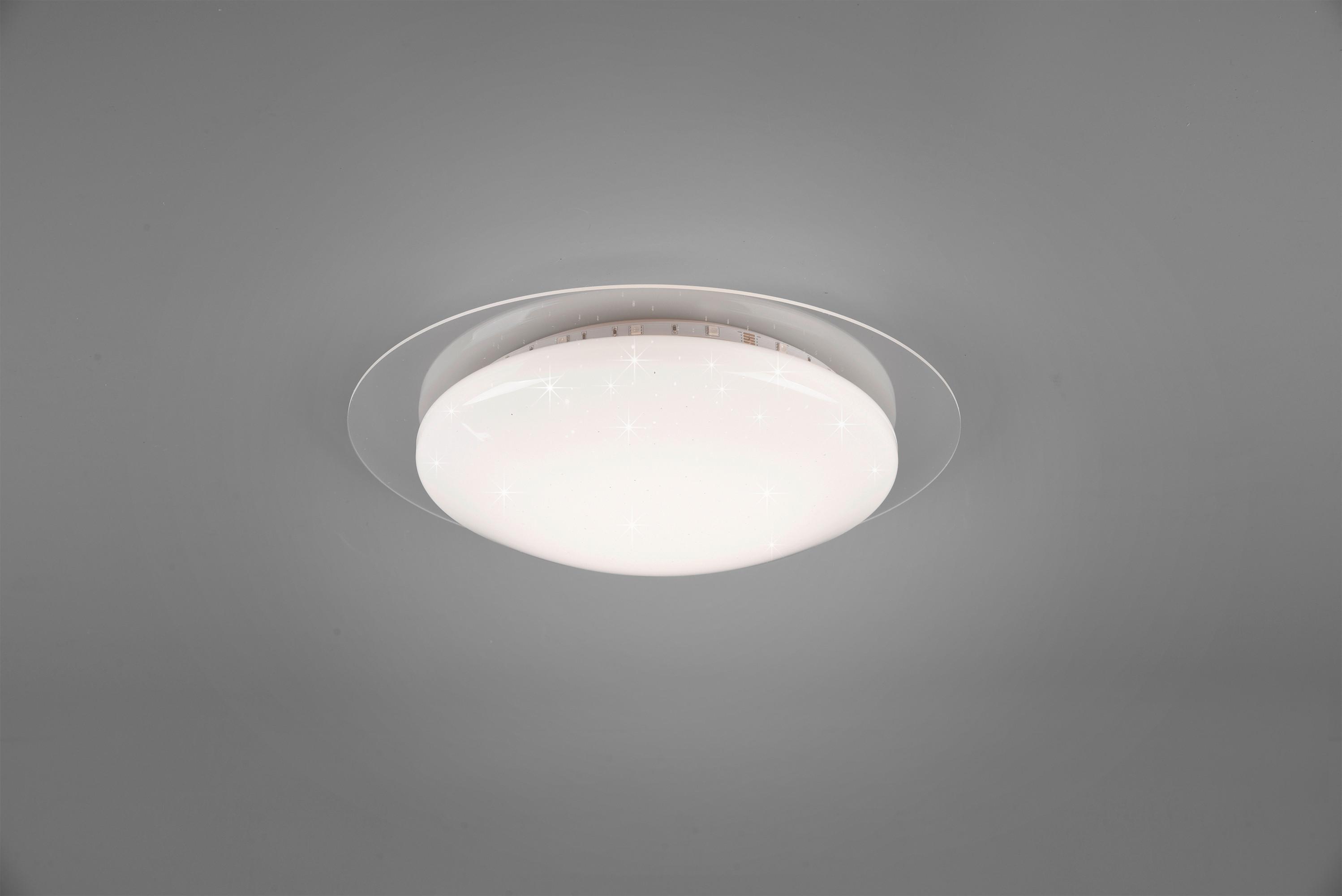 LED-Deckenleuchte Ø 35 cm mit Sternenhimmel - Klar/Weiß, Basics, Kunststoff (35/8,7cm)