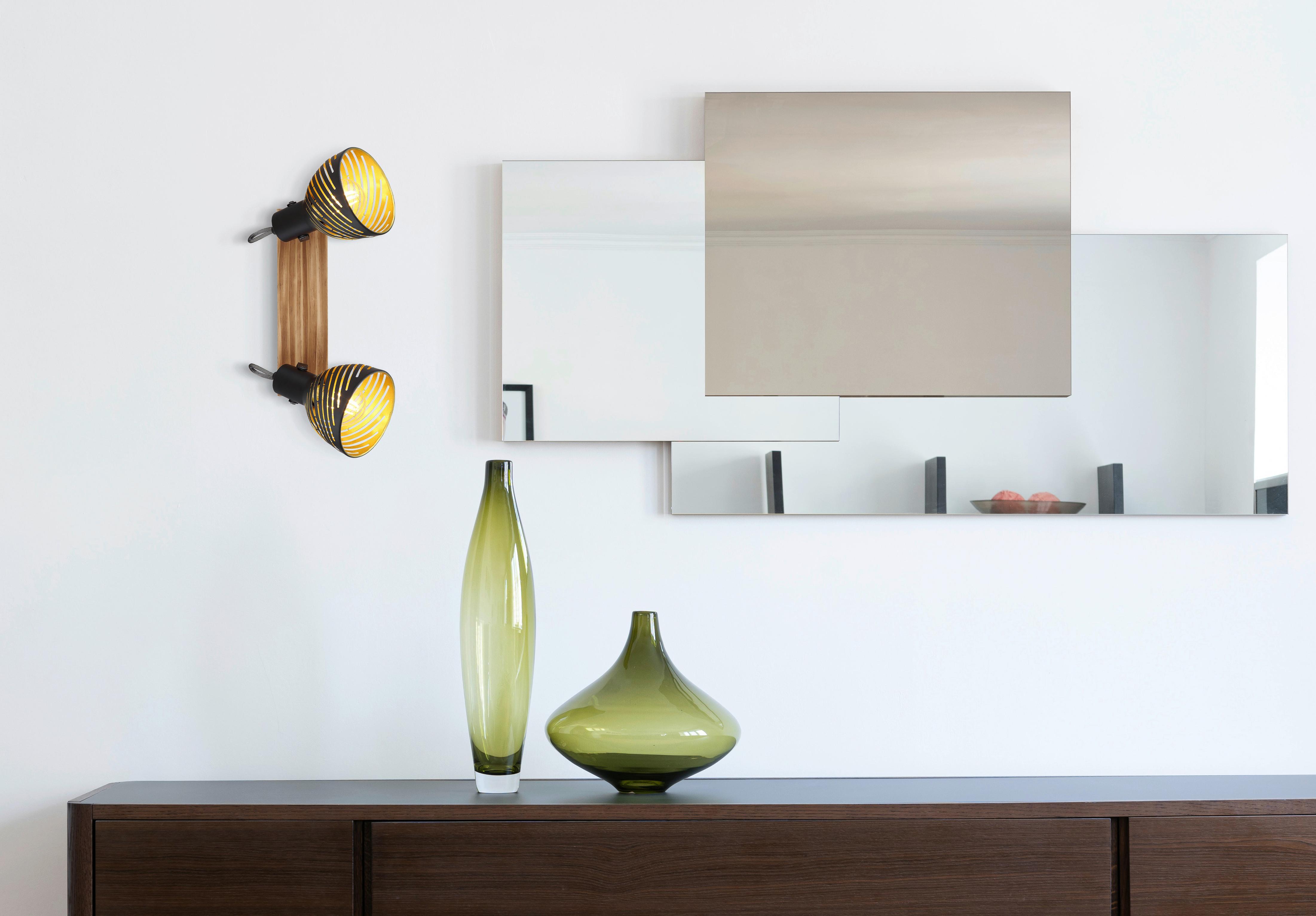 Strahler 2-flammig Verstellbar L: 30 Cm - Dunkelbraun/Goldfarben, Basics, Holz/Metall (30/12,5/25cm) - Globo