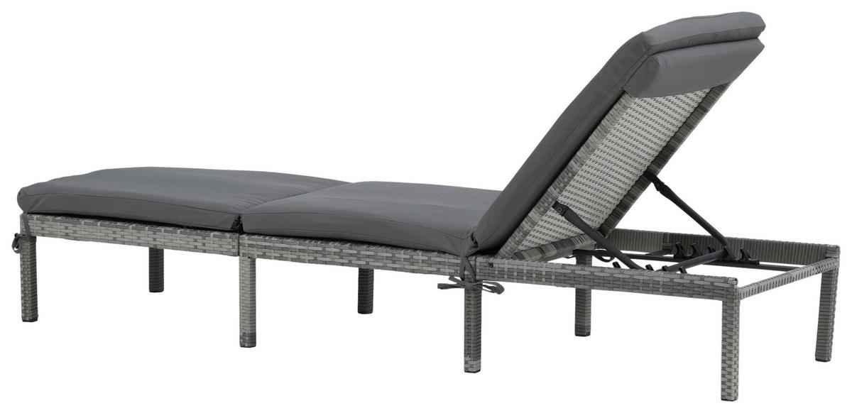 Sonnenliege Bilbao Kunststoffgeflecht - Grau, KONVENTIONELL, Kunststoff/Textil (59/84/198cm) - Gardenson