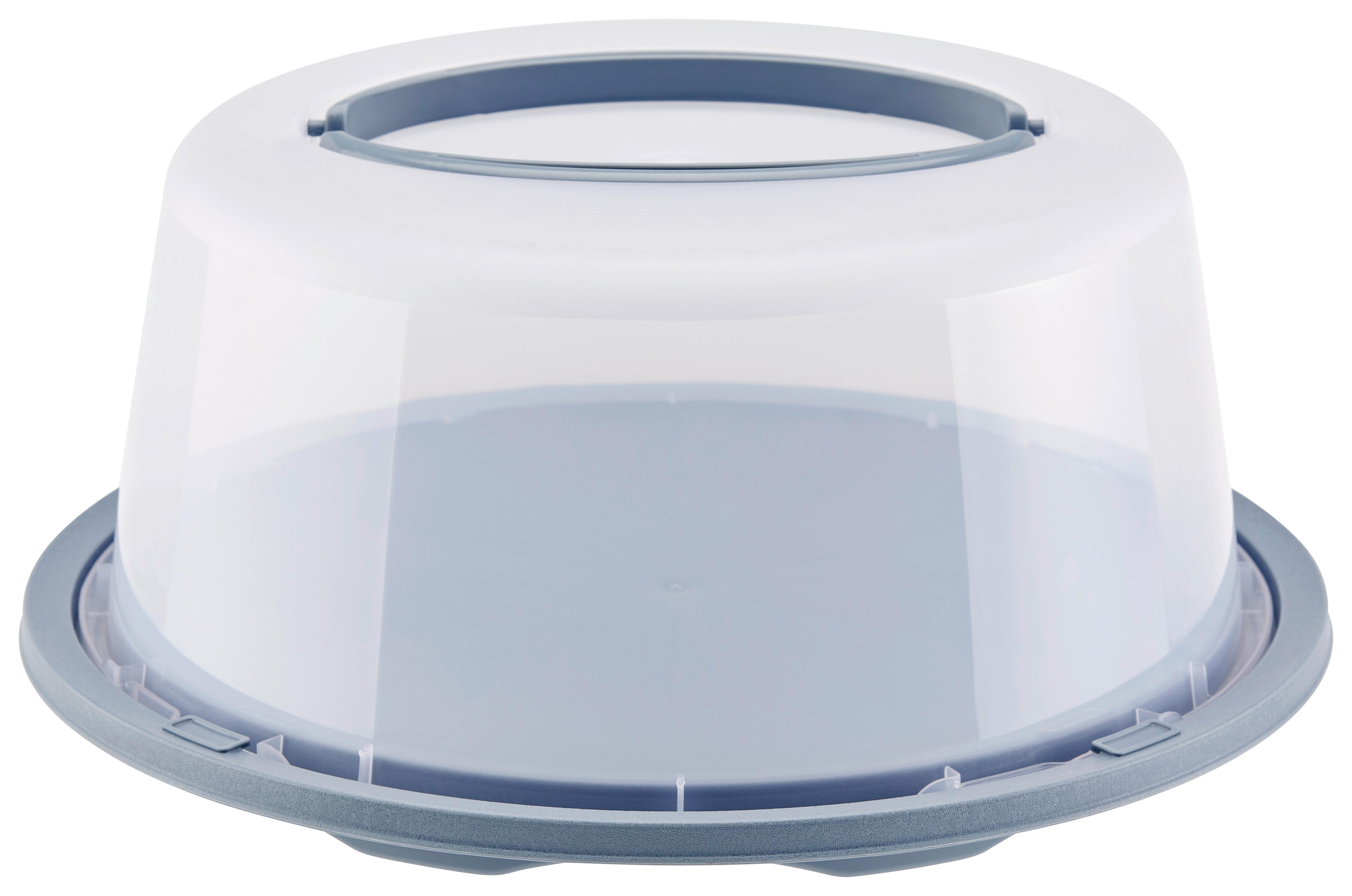 Kuchentransportbox rund Josefa D/H: ca. 34/15 cm - Pastellblau/Transparent, MODERN, Kunststoff (34/15cm) - Luca Bessoni
