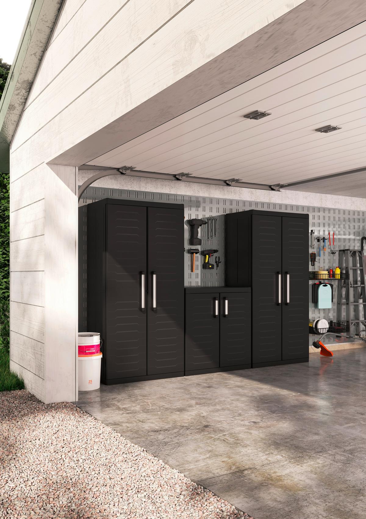 Geräteschrank E-Com Detroit Base B: 89 cm Schwarz - Schwarz, Design, Kunststoff (89/93/54cm) - Keter