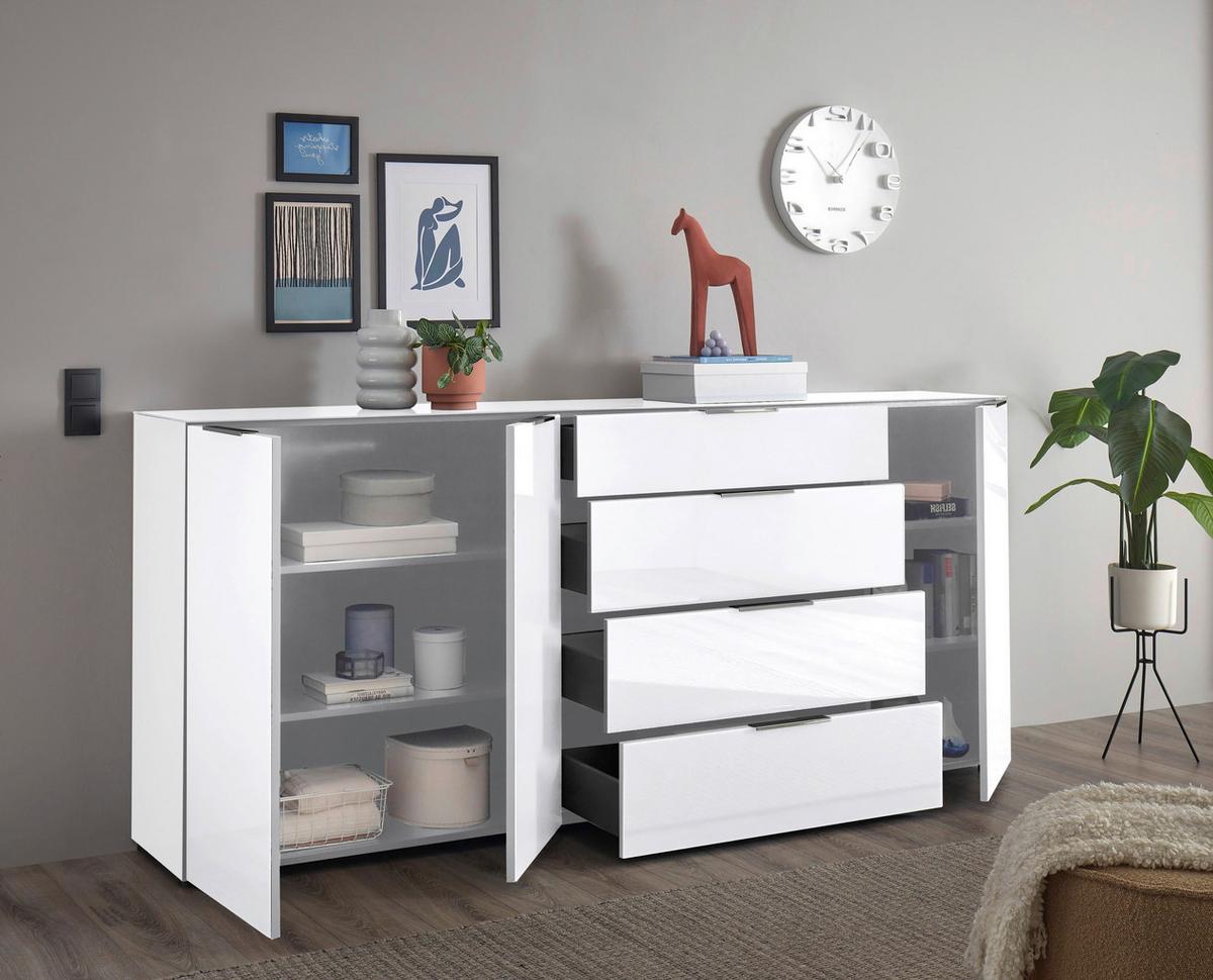 ŠIROKÁ KOMODA SIENA -EXKLUSIV- - čierna/biela, Modern, kov/kompozitné drevo (226/99/40cm) - Mömax