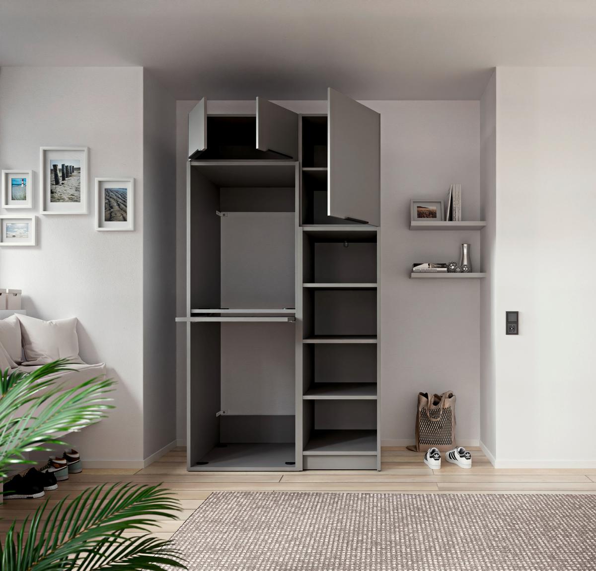 SKŘÍŇKA NAD PRAČKU TIDY HERO - šedá/černá, Basics, kov/kompozitní dřevo (70/220/68cm) - P & B