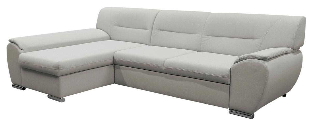 Veratti New Beige inkl. Schlaffunktion Ottomane Links - Beige/Silberfarben, Design, Textil (167/281cm) - MID.YOU