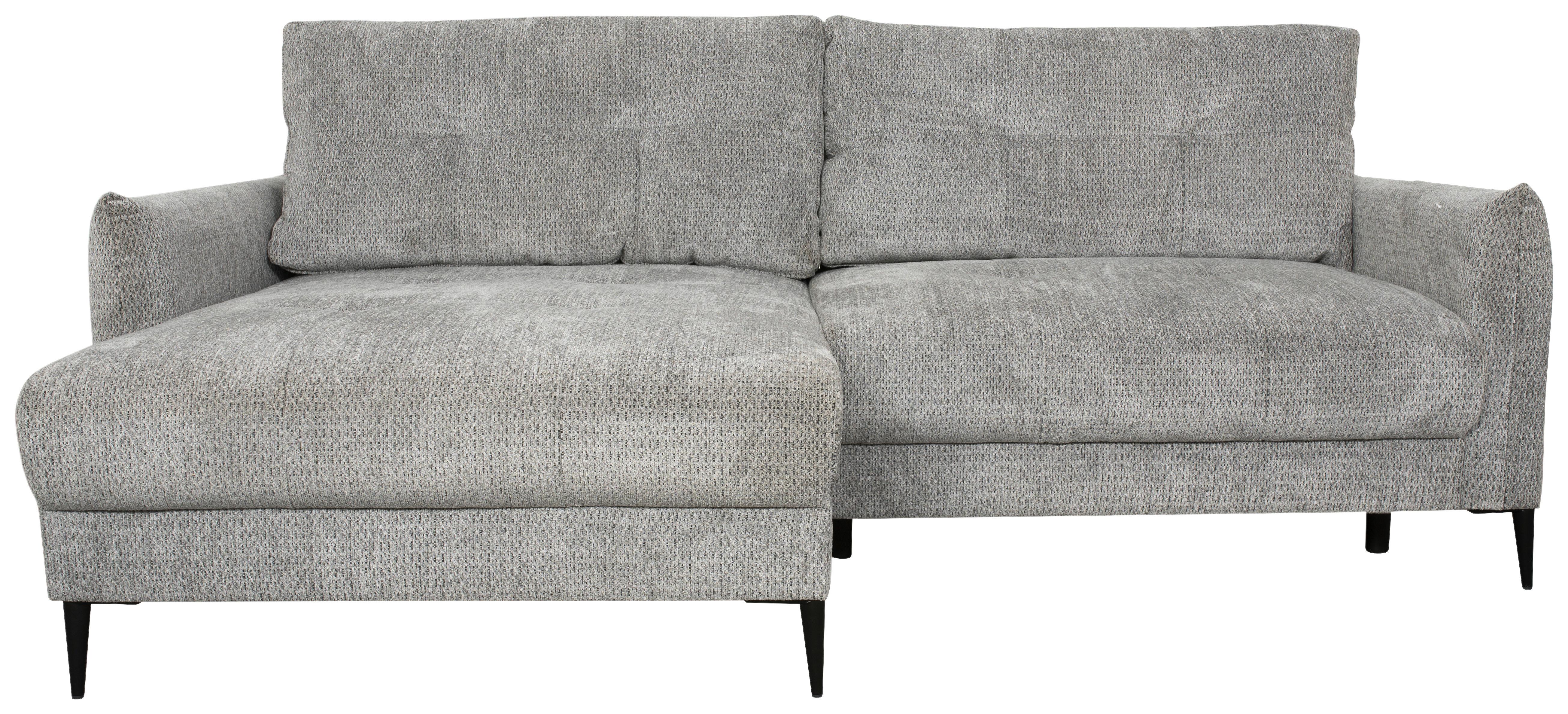 Ecksofa Polis Webstoff Grau, 221x142cm - Schwarz/Grau, Trend, Textil (221/142cm) - Ondega
