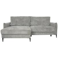 Ecksofa Polis Webstoff Grau, 221x142cm - Schwarz/Grau, Trend, Textil (221/142cm) - Ondega