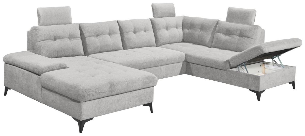 Sedacia súprava DURBAN U, pravá, tmavosivá - čierna/tmavosivá, Konventionell, textil/plast (170/324/218cm) - MID.YOU