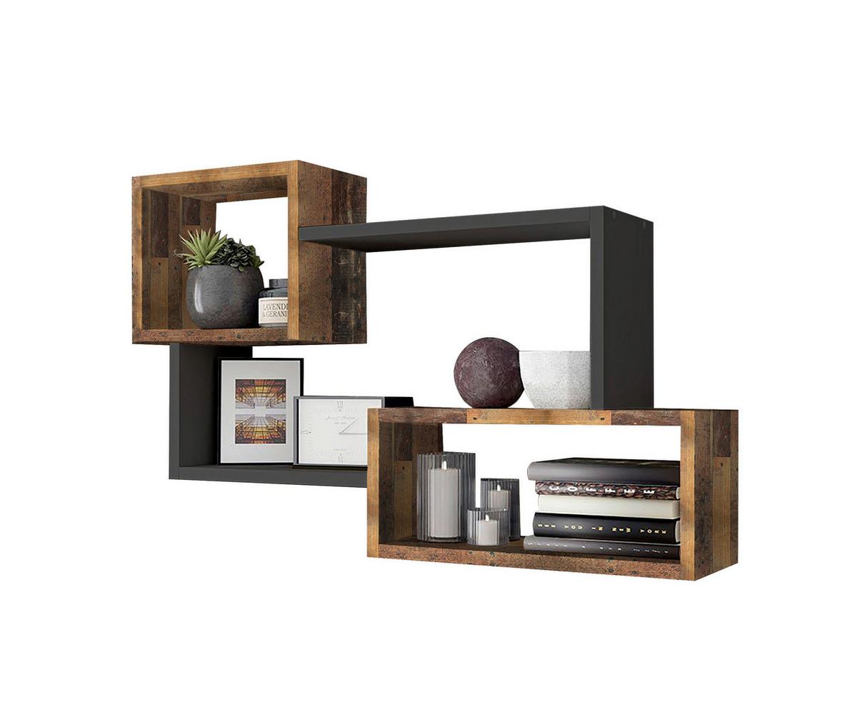 Falipolc Astral - ótölgy/antracit, Basics, faalapú anyag (87/54/18cm)