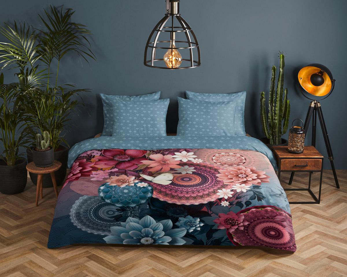 BETTWÄSCHE ASHER - Blau/Bordeaux, Design, Textil (140/200cm)