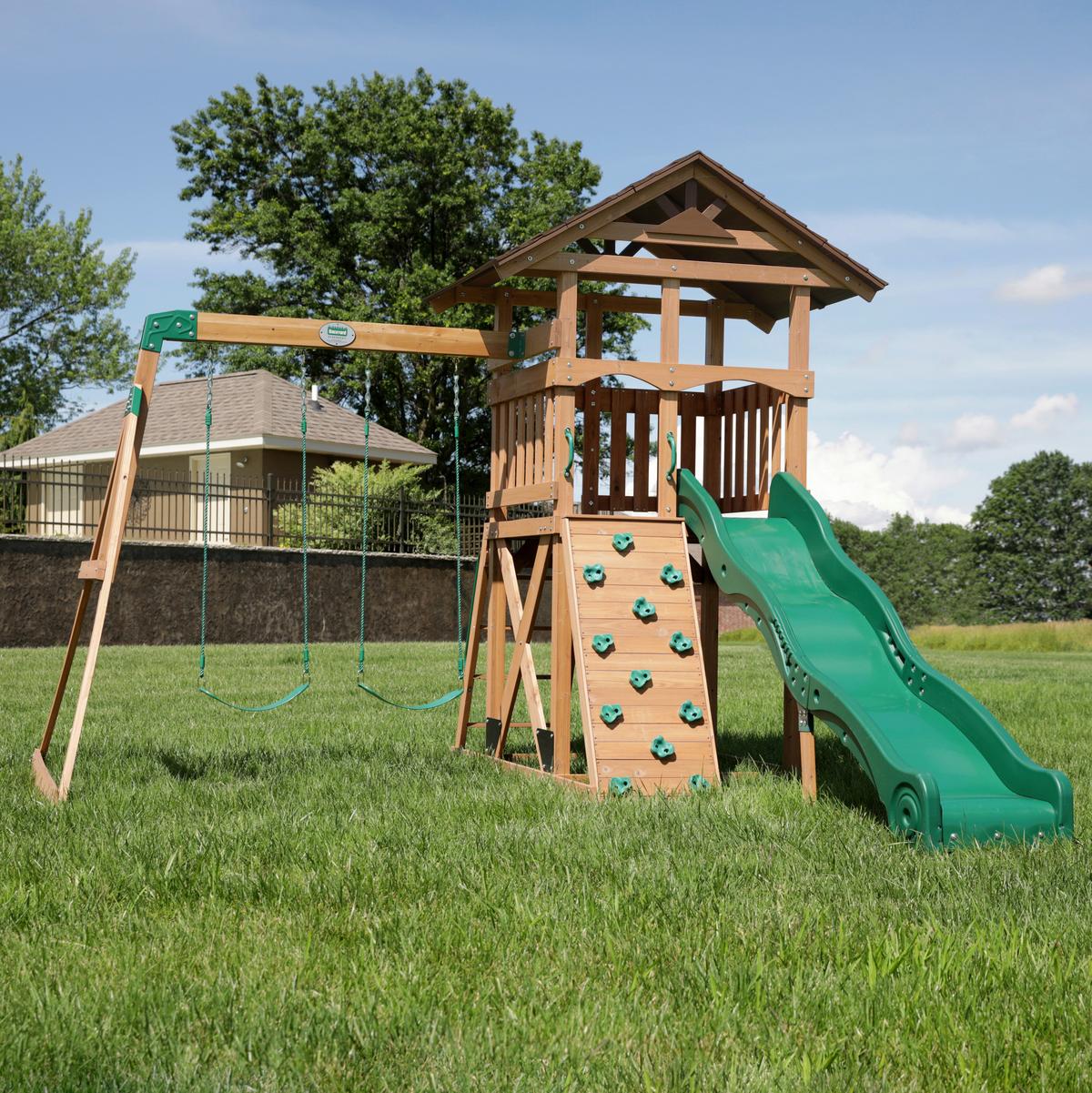 Spielturm B2200159 - Braun/Grün, KONVENTIONELL, Holz (430/310/380cm) - Ambia Garden