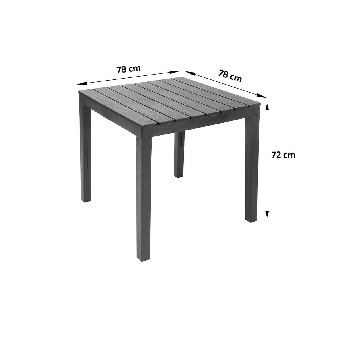 Gartentisch Bali Kunststoff L 78 Cm - Anthrazit, Basics, Kunststoff (78/78/72cm)