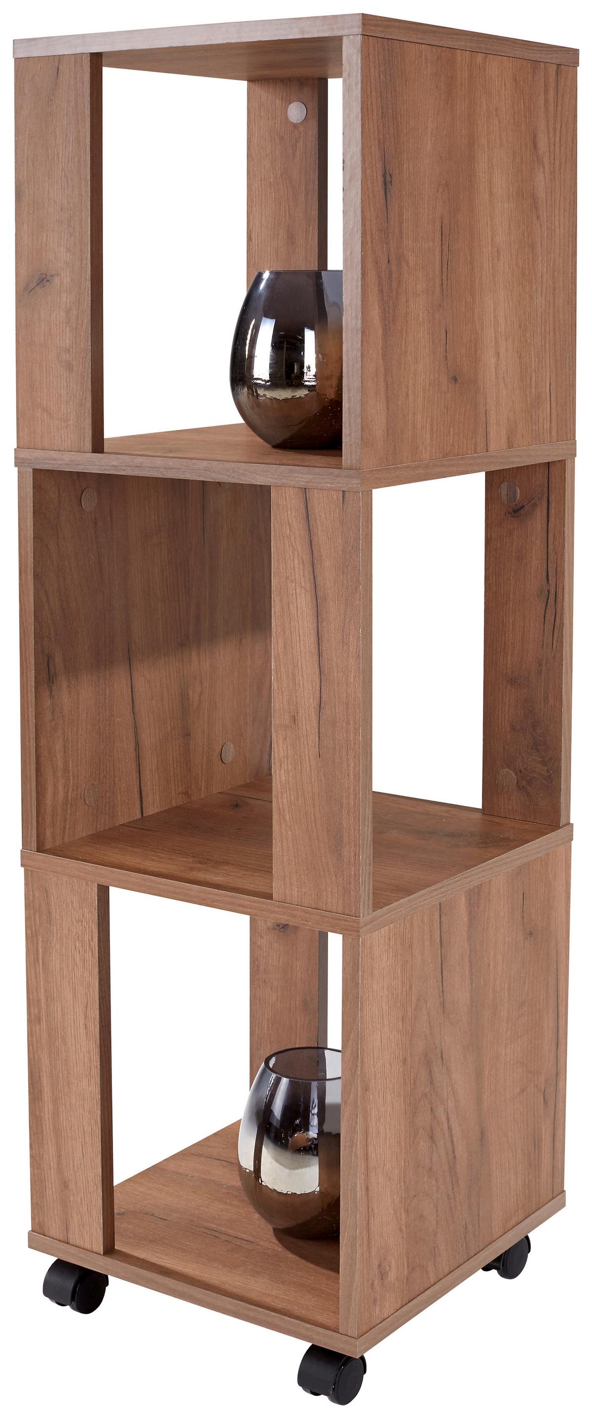 Regal Auf Rollen Rolly B 34cm, Eiche Dekor - Eichefarben, MODERN, Holzwerkstoff/Kunststoff (34/111/34cm)