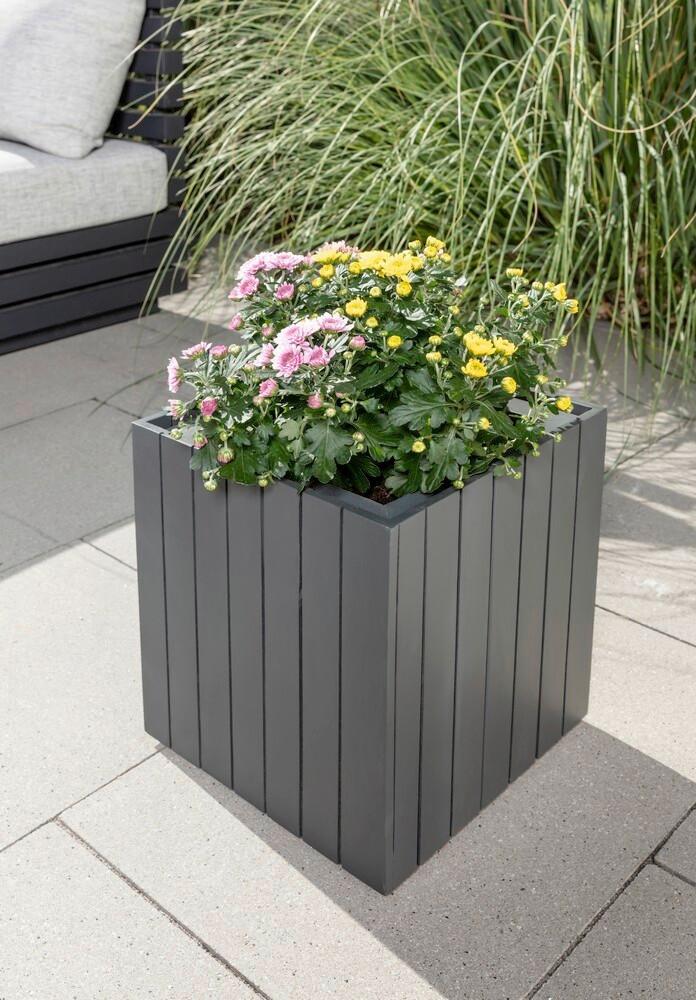 Blumenkasten H: 35 cm, Anthrazit - Anthrazit, Basics, Holz (30/30/35cm) - Prestige Home