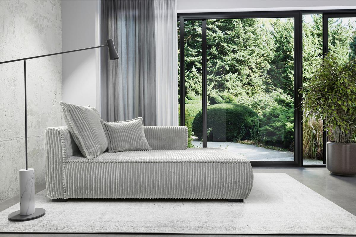 Recamiere Modena Rechts Hellgrau, B: 208 cm - Hellgrau/Schwarz, Design, Textil (207/75/121cm) - MID.YOU