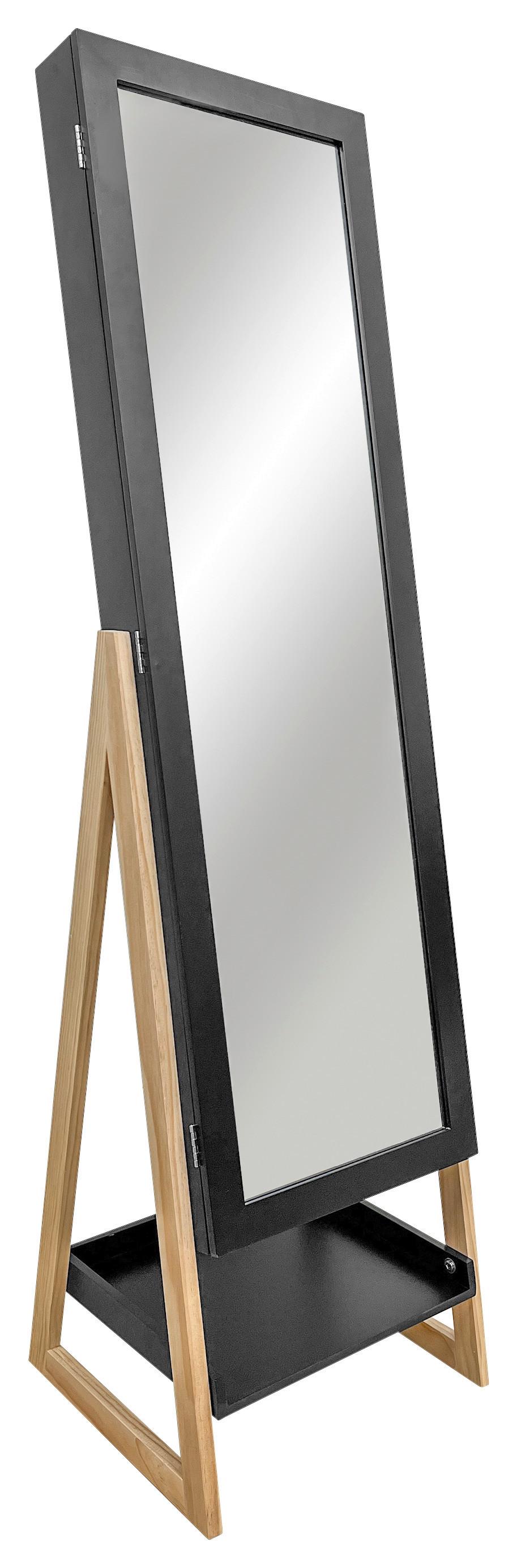 SKRINKA NA ŠPERKY VIOLA -EXKLUSIV- - čierna/prírodná farba, Modern, kov/drevo (42/145/38cm) - Mömax