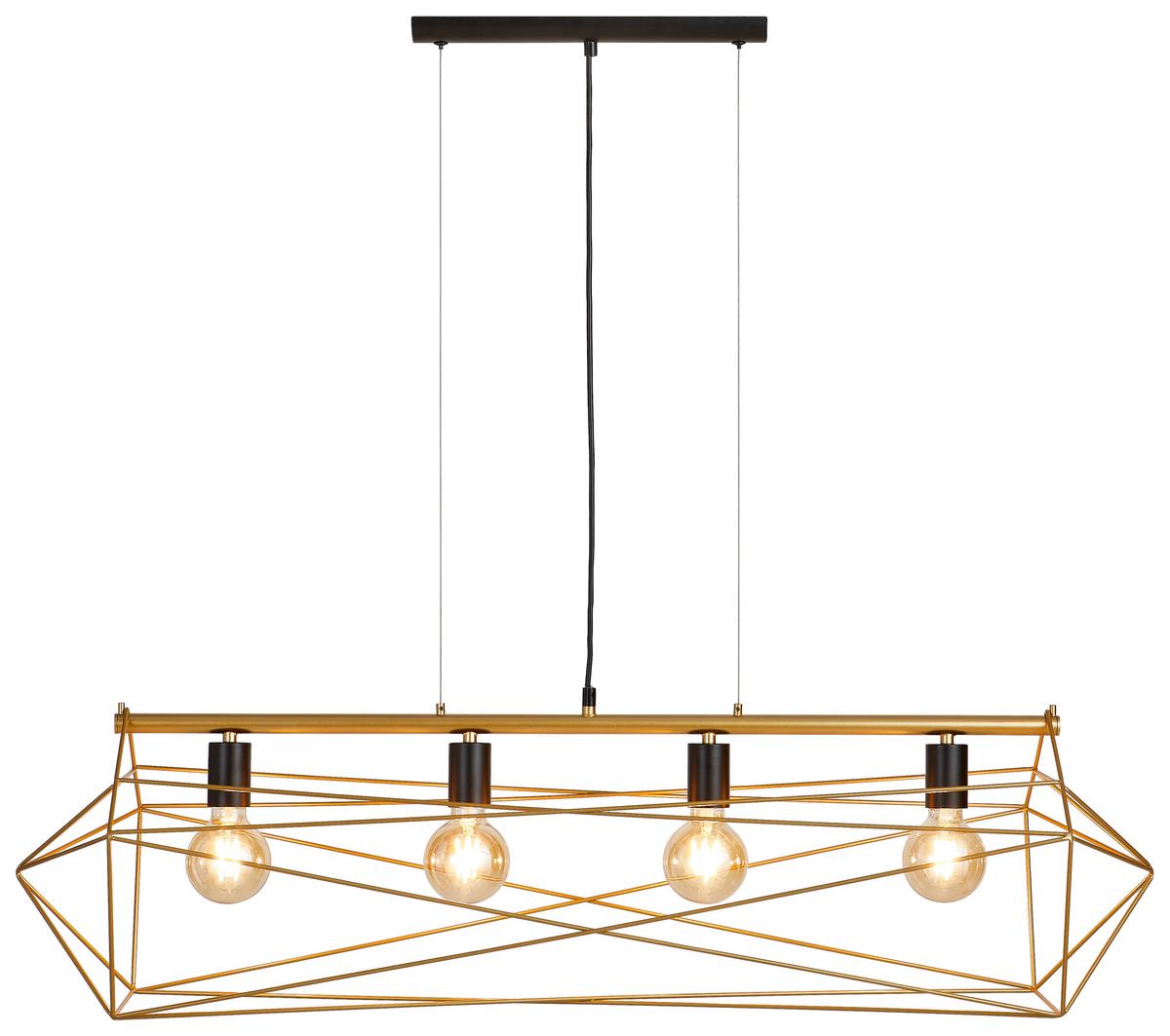 Hängeleuchte Abraxas H: 150 cm 4-Flammig - Goldfarben/Schwarz, Basics, Metall (106/29,5/150cm)