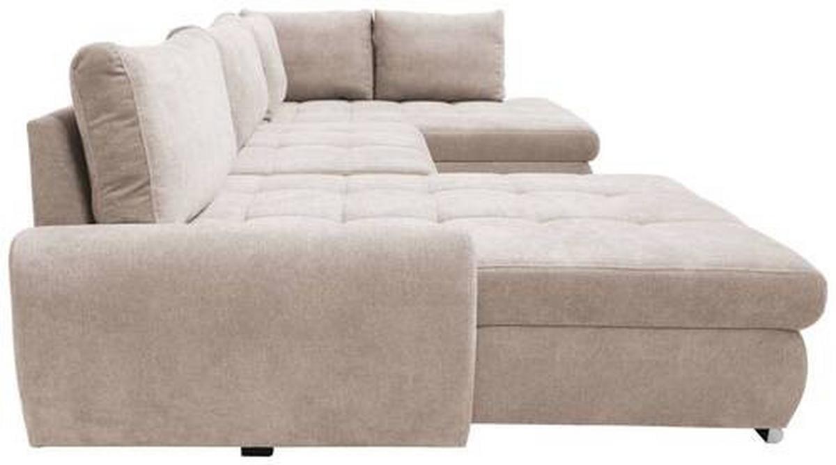 Ecksofa Canion - Chromfarben/Beige, Design, Textil (174/322/173cm) - Livetastic