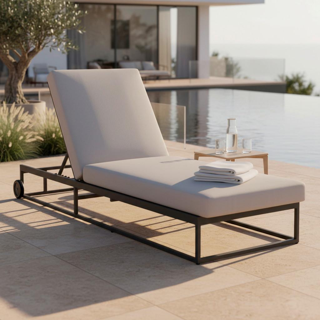 ZÁHRADNÉ LEŽADLO BERRY - svetlosivá, Modern, kov/textil (200/45-83/72,5cm) - Bessagi Garden