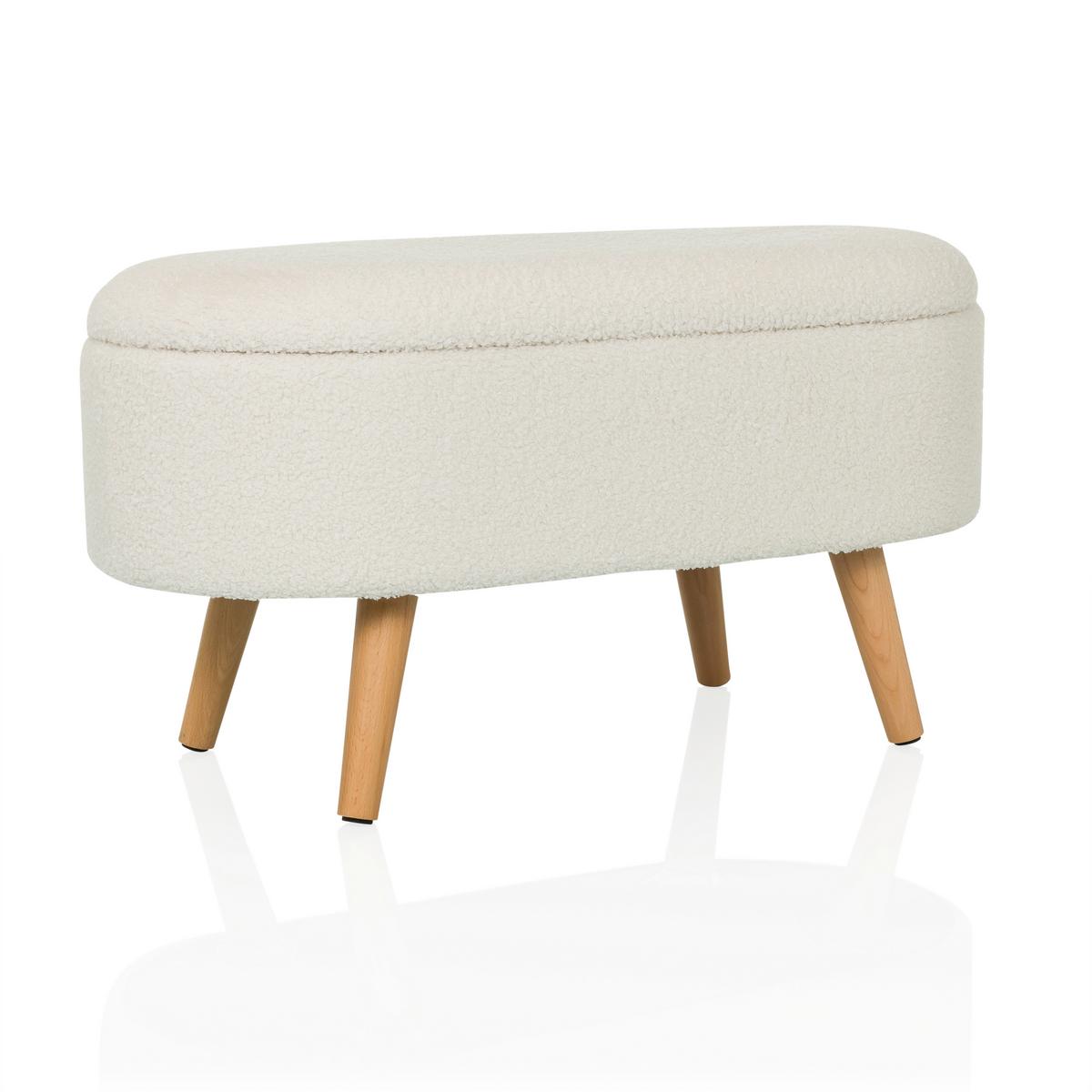 Hocker Storiano Weiß B: 82 Cm - Eichefarben/Weiß, MODERN, Textil (82/43/47cm) - MID.YOU