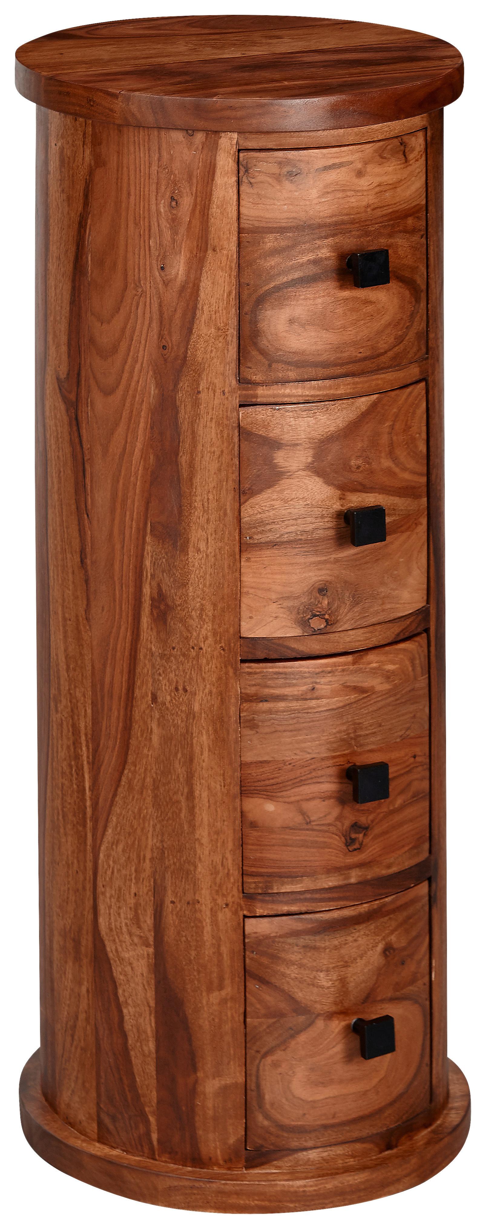 Komoda barvy sheesham - černá/barvy sheesham, Konvenční, kov/dřevo (35/85/35cm) - MID.YOU