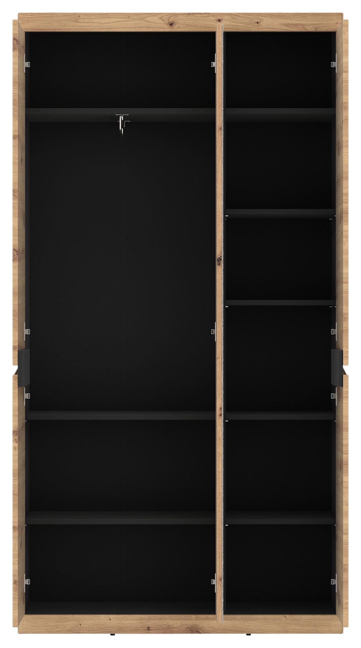 Garderobenschrank Turino Eiche Artisan/Anthrazitb:103cm - Anthrazit/Eiche Artisan, Trend, Glas/Holzwerkstoff (103/196,5/39,9cm)