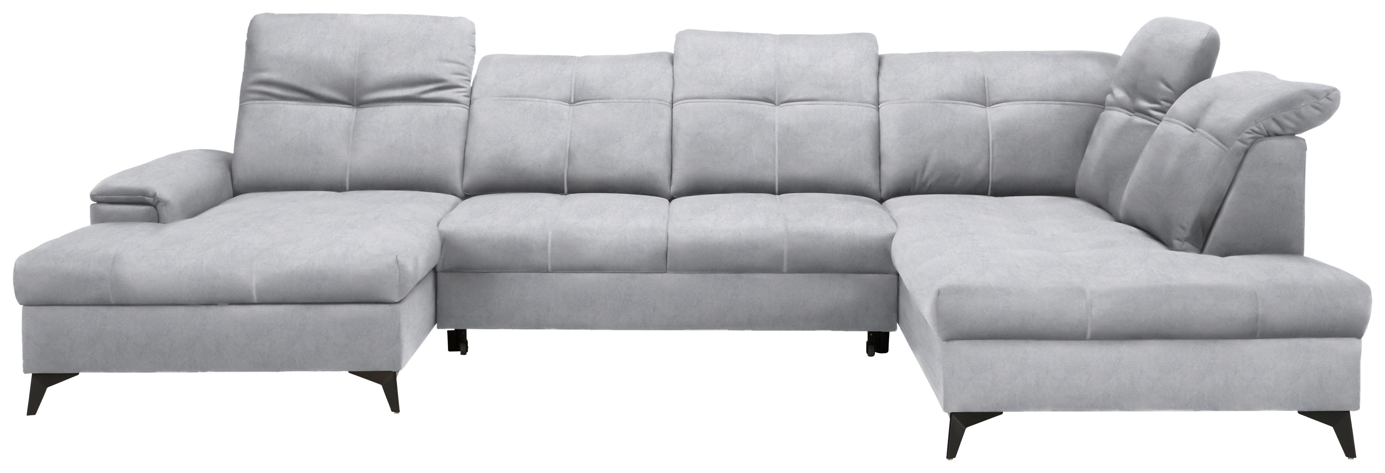 Rohová sedačka U SIERRA, pravá, světle šedá CLOUD - černá/světle šedá, Moderní, kov/textil (181/364/230cm) - Mömax