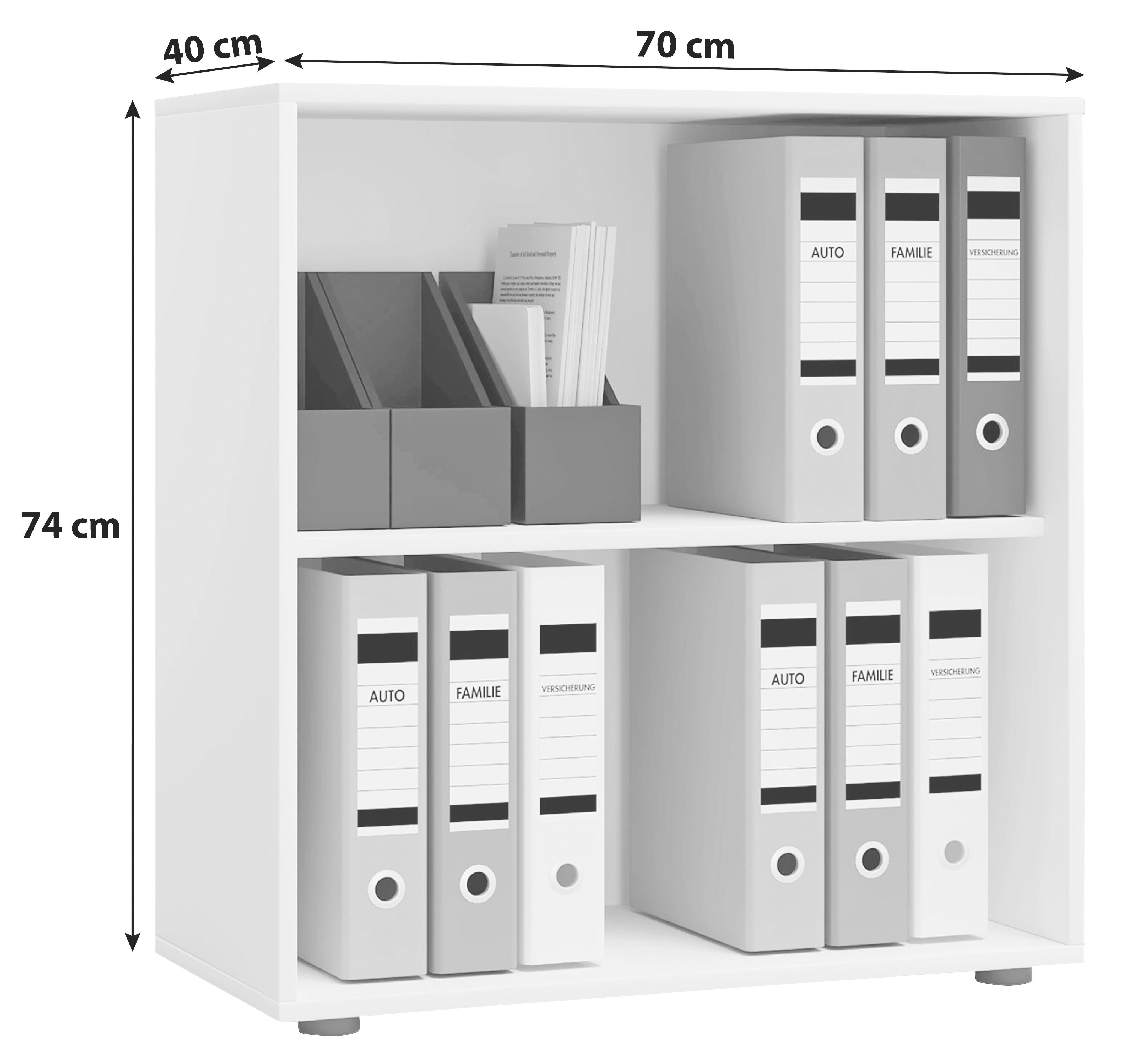 Aktenregal Lona L Eiche Dekor B 70 cm - Eichefarben/Schwarz, Basics, Holzwerkstoff (70/74/37cm) - MID.YOU