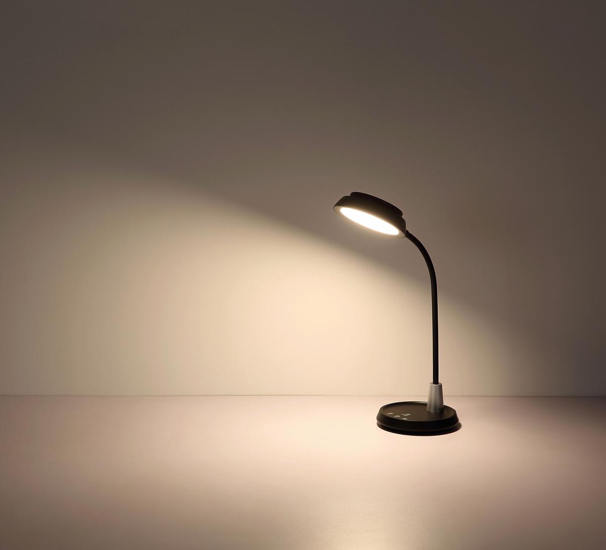 Led-tischleuchte Memory-Funktion - Silberfarben/Schwarz, Design, Kunststoff (30,6/17,2/44,8cm) - Globo