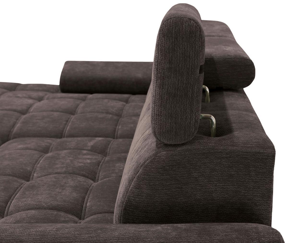 Rohová sedačka VEGAS, levá, tmavě hnědá žinylka - tmavě hnědá/černá, Design, dřevo/textil (173/294cm)