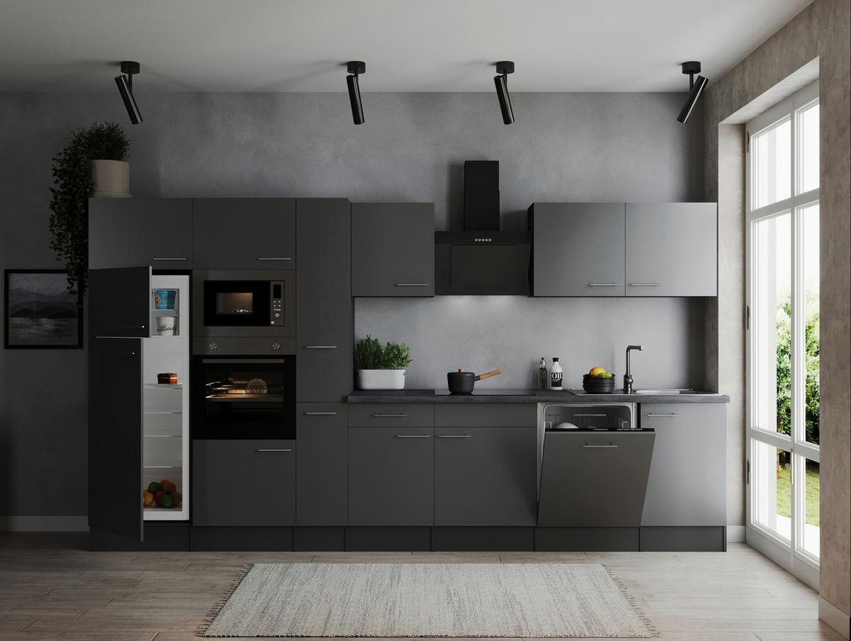 Küchenblock Oliver Grau B: 370 Cm - Grau, Design, Holzwerkstoff (370cm) - Respekta