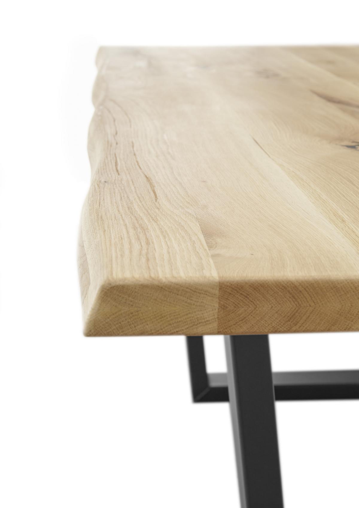 Esstisch Mit Echtholz-platte Benny 180x100 Cm Eiche/schwarz - Eichefarben/Schwarz, Natur, Holz/Metall (180/100/75cm) - MID.YOU