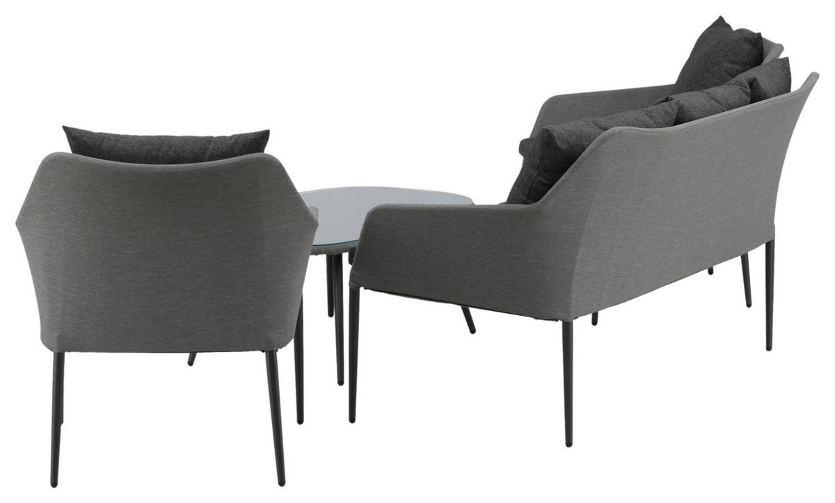 Loungegarnitur Spoga - Schwarz/Grau, KONVENTIONELL, Textil/Metall - Gardenson