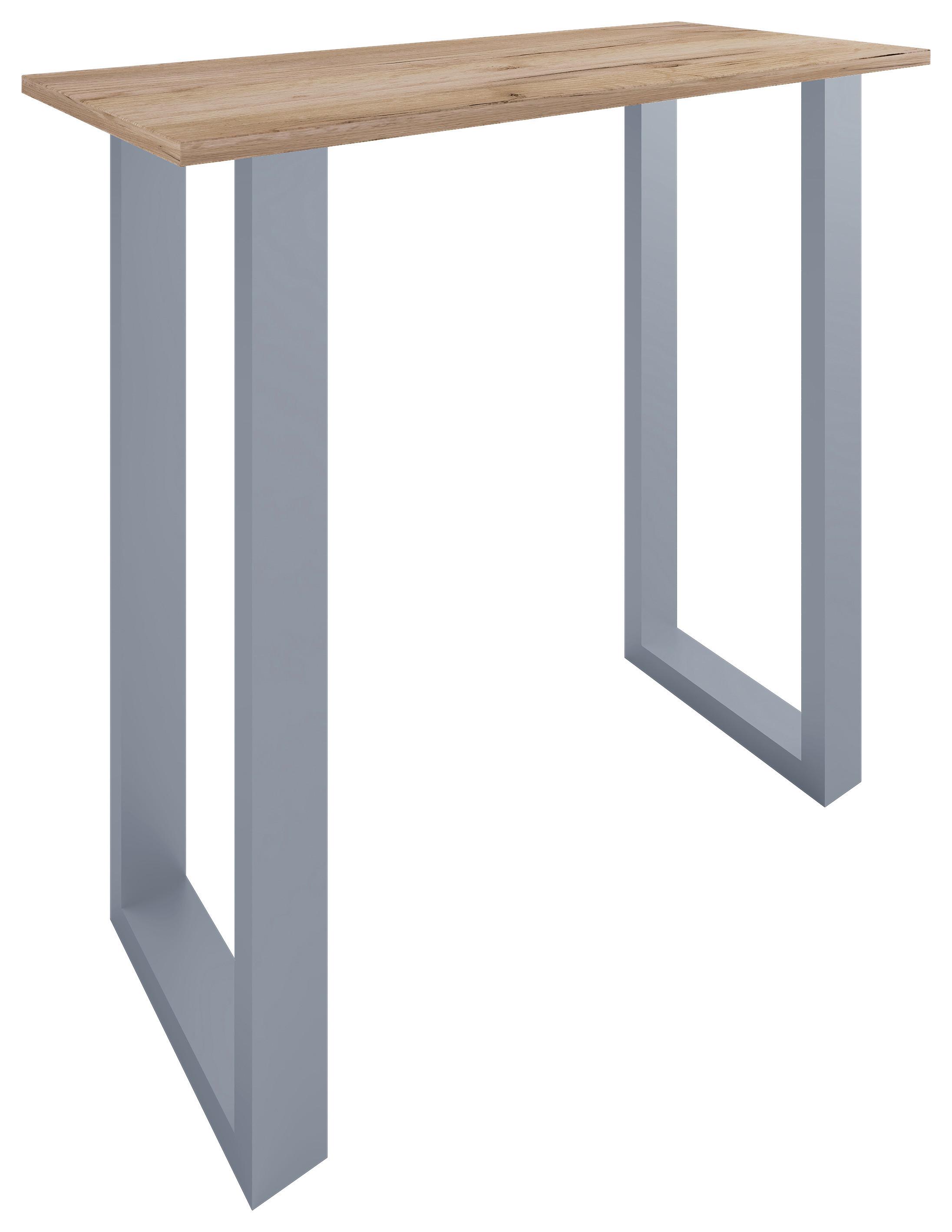 Bartisch Xona B 110x50 - Honigeiche/Silberfarben, KONVENTIONELL, Holzwerkstoff/Metall (110/50/102cm)