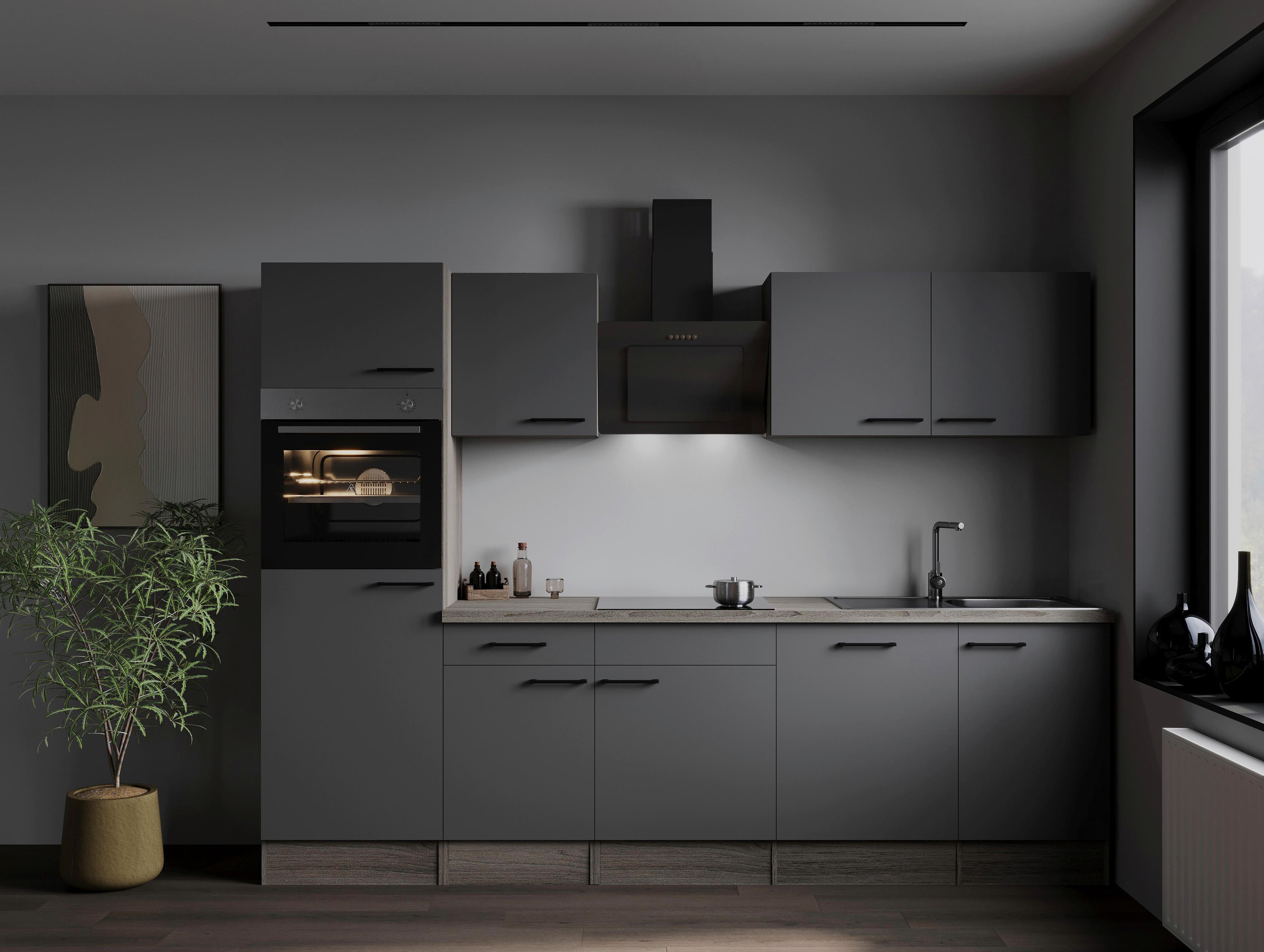 Küchenblock Oliver Grau, Eiche Dekor B: 280 Cm - Eichefarben/Eiche Artisan, Design, Holzwerkstoff (280cm) - Respekta