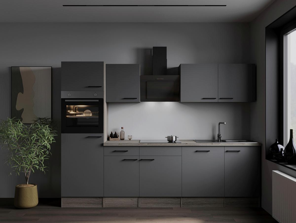 Küchenblock Oliver Grau, Eiche Dekor B: 280 Cm - Eichefarben/Eiche Artisan, Design, Holzwerkstoff (280cm) - Respekta