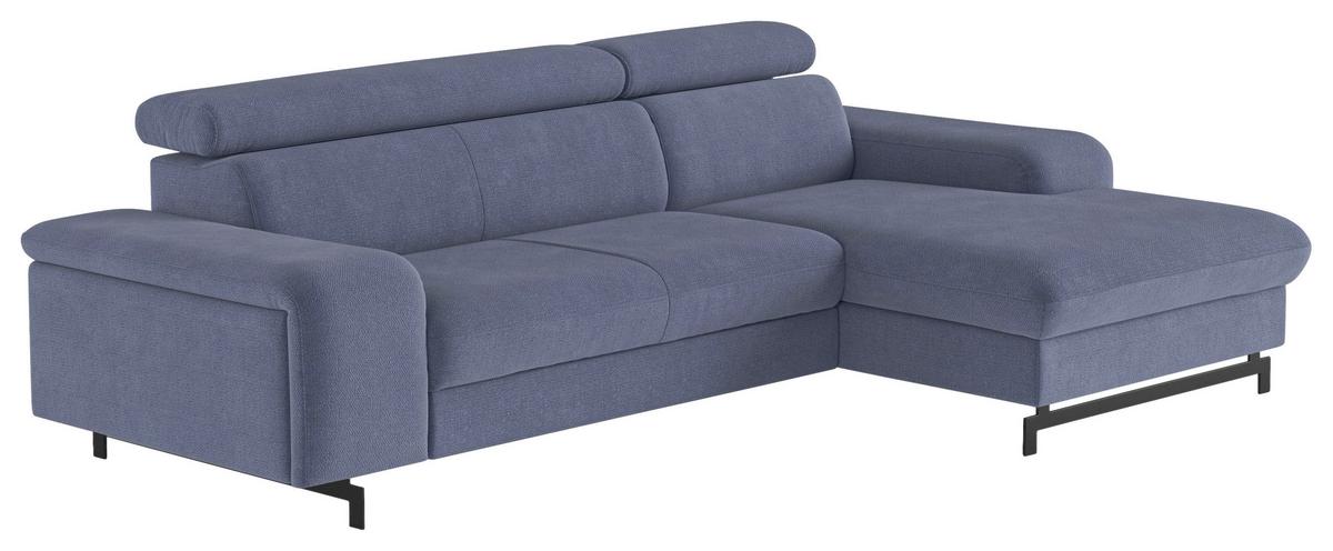 Ecksofa mit Bettkasten Emma Blau 267x165 cm - Blau/Schwarz, Textil (267/165cm) - MID.YOU